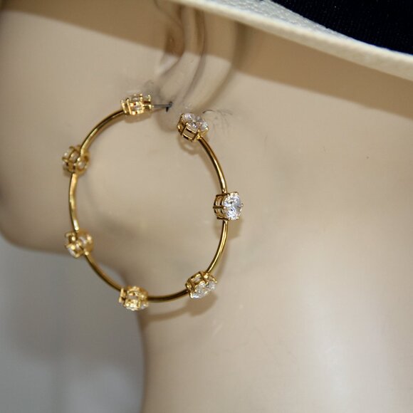 Swarovski Crystal Constella Gold Hoop Earrings. Gorgeous Large (2 ½”) - Picture 11 of 13